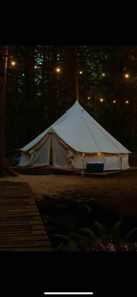 yurt at night