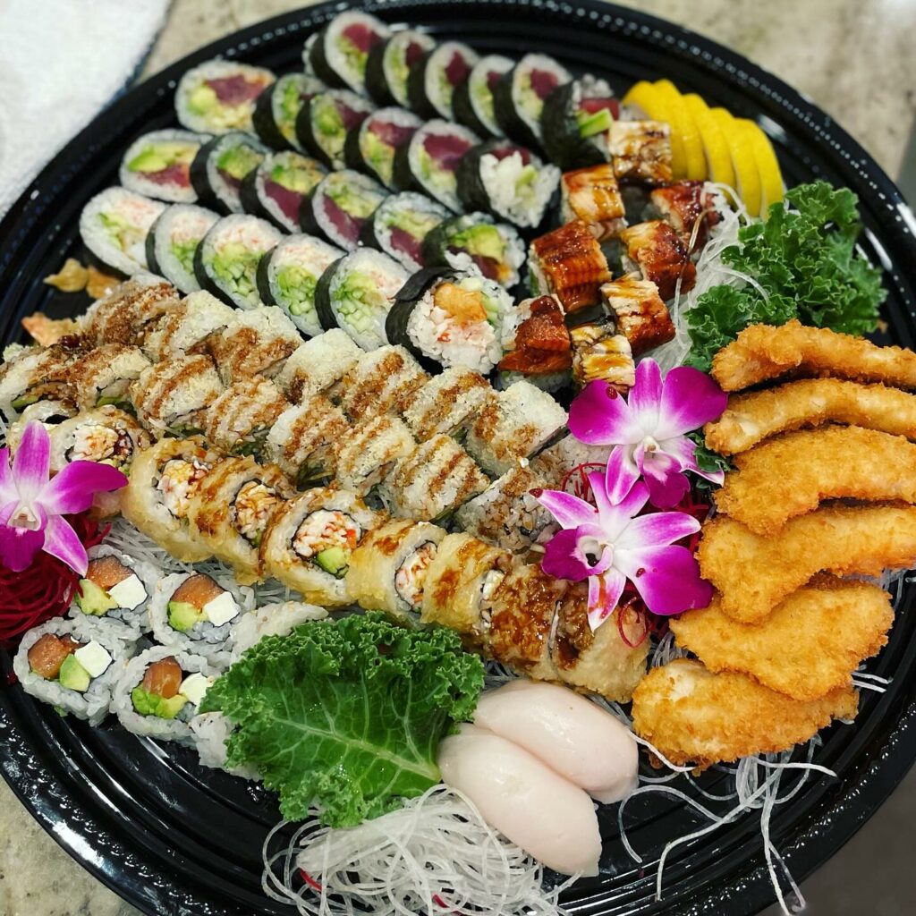 A big variety plate of Sushi at Tekkamaki Sushi in Medford, Oregon.