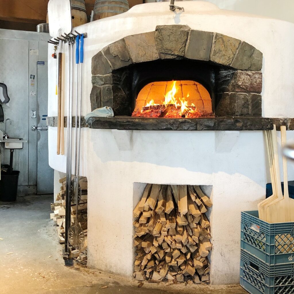 The wood fired oven where the pizzas are cooked at Ken's.