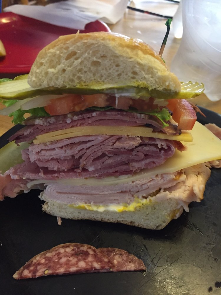 A huge sub sandwich from Taylor's Sausage Country Store.