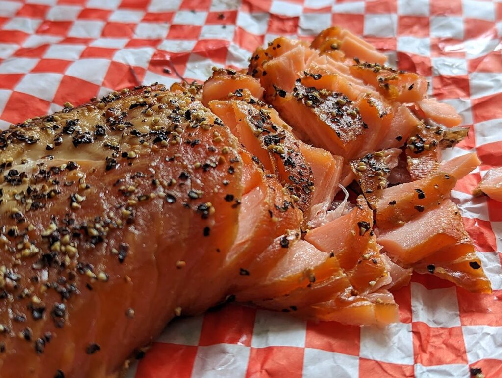 Delicious looking smoked fish.