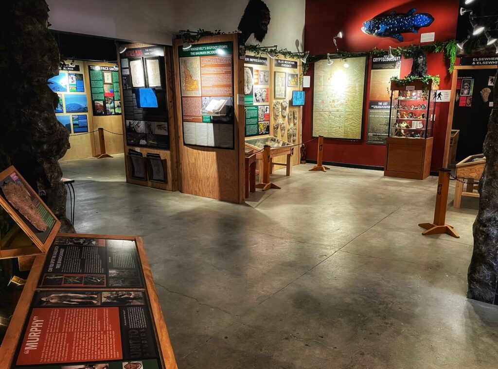 Exhibits at the North American Bigfoot Center.