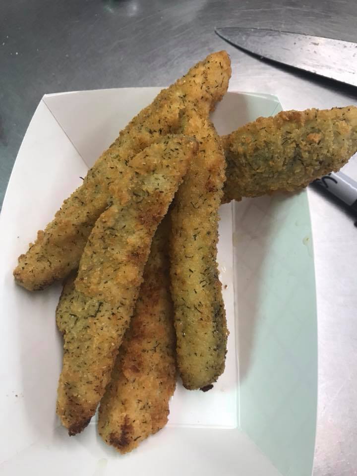 Fried pickle spears.