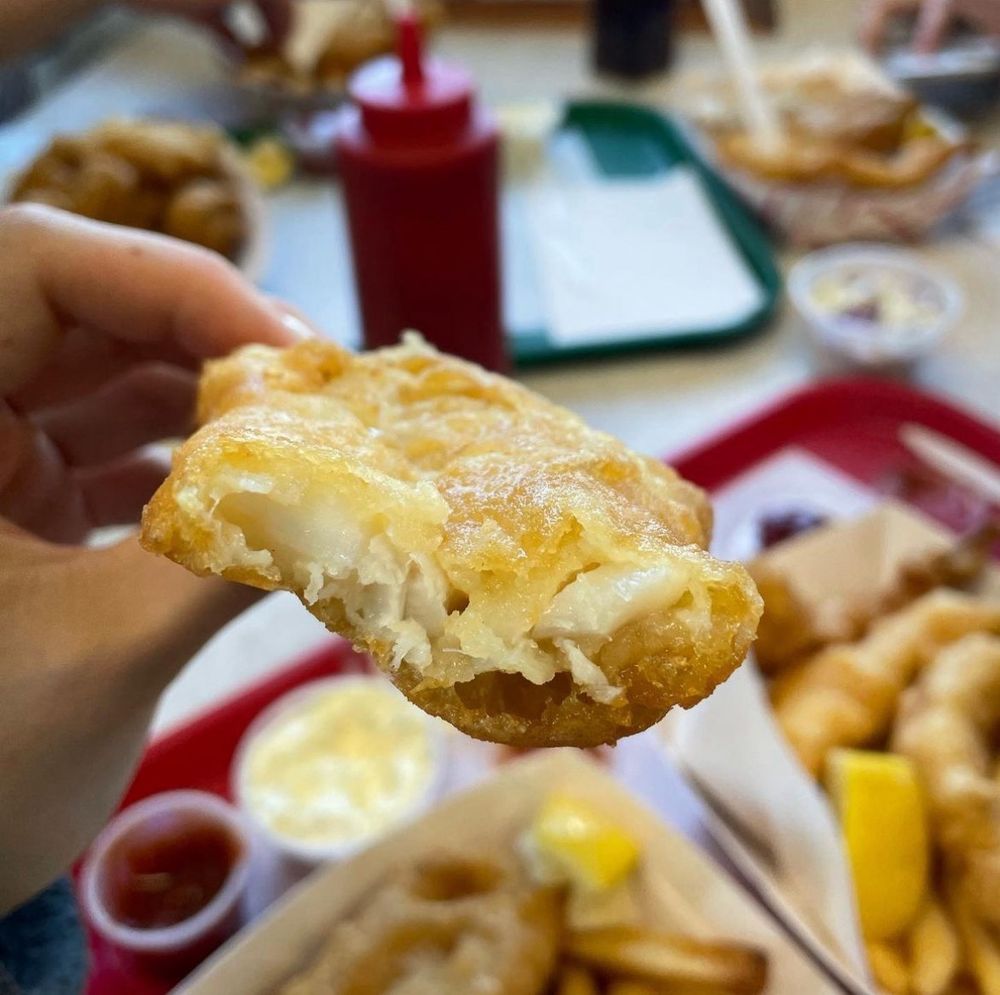 Fresh, flaky fried cod.