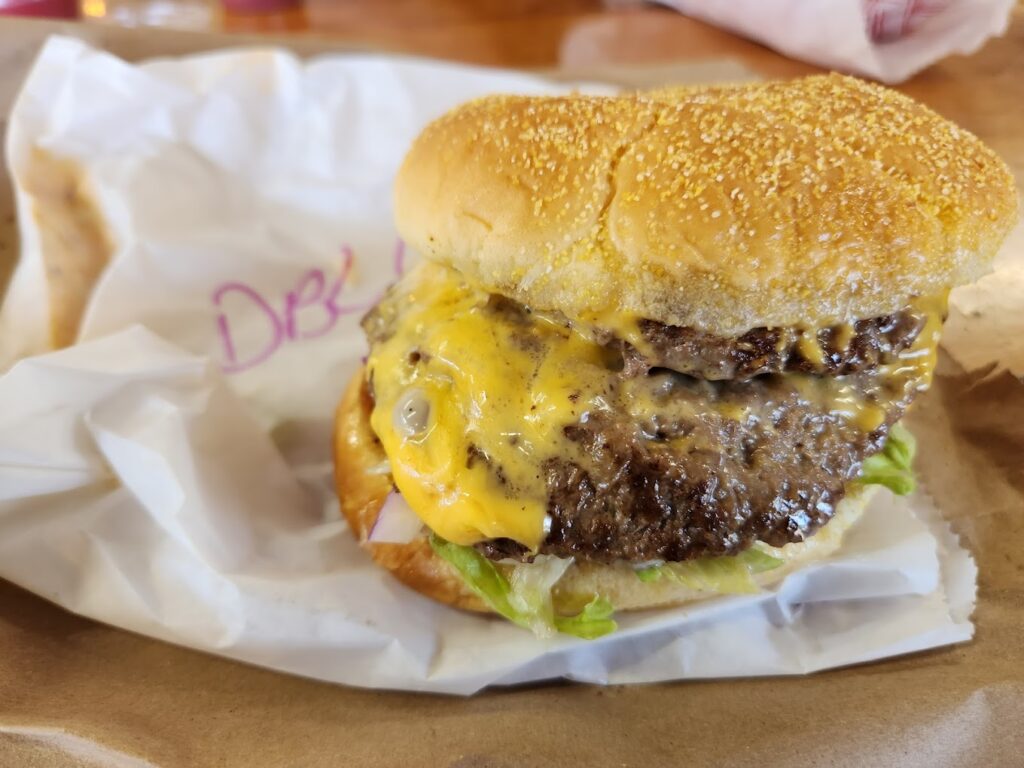 A juicy cheese burger.