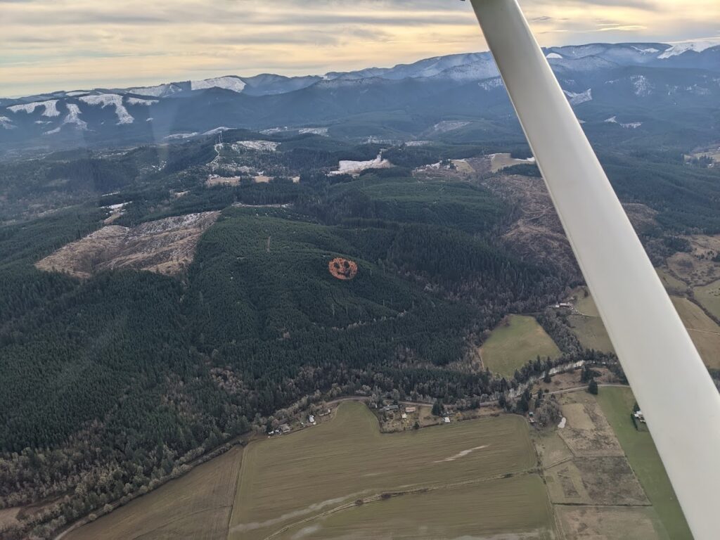 Smiley Face Hill as seen from the air.