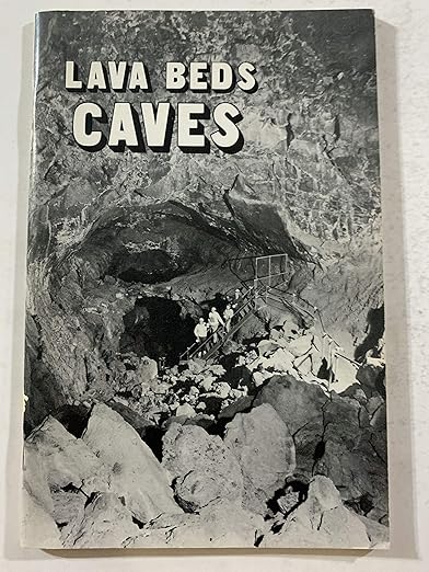 A black and white book titled, 'Lava Beds Caves.'