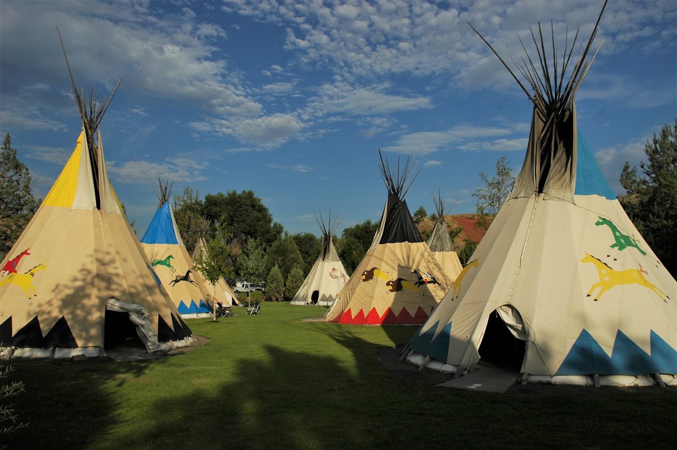 Teepees available for camping at Kah-Nee-Ta Hot Springs Resort.