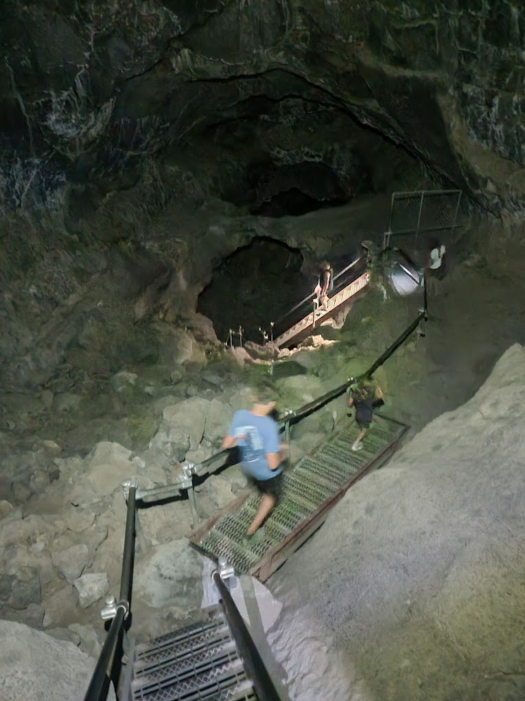 Inside a cave at the Lava Beds National Monument.