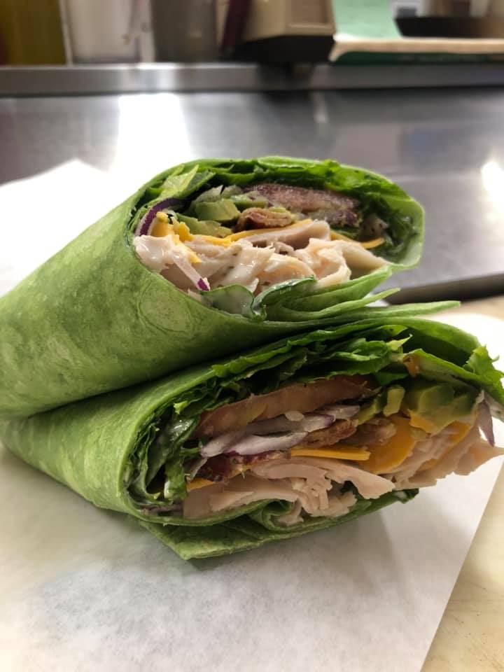 A delicious looking sandwich wrap.