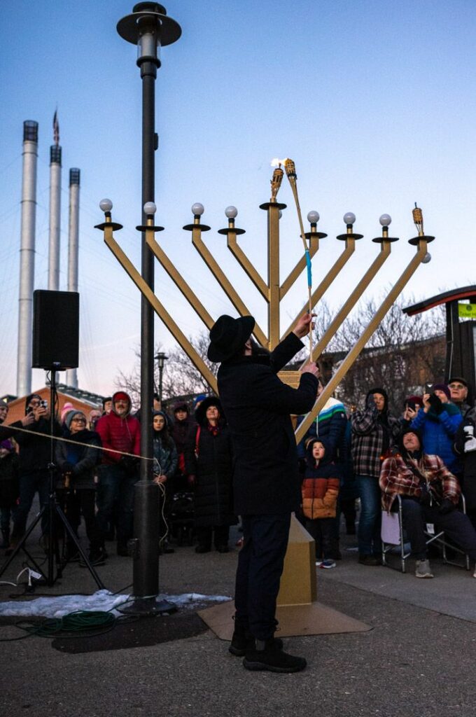 The annual Menorah Lighting in Bend, Oregon.