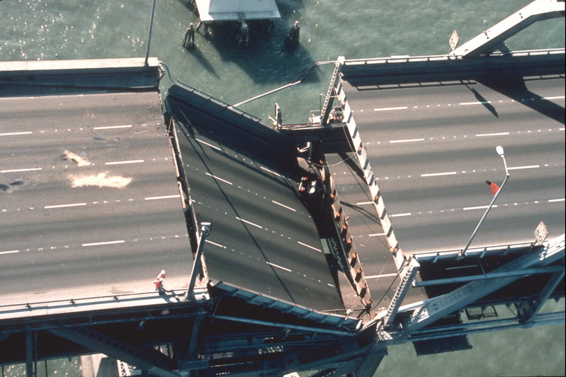 The 6.9 1989 Loma Prieta earthquake caused the Bay Bridge in California to collapse.