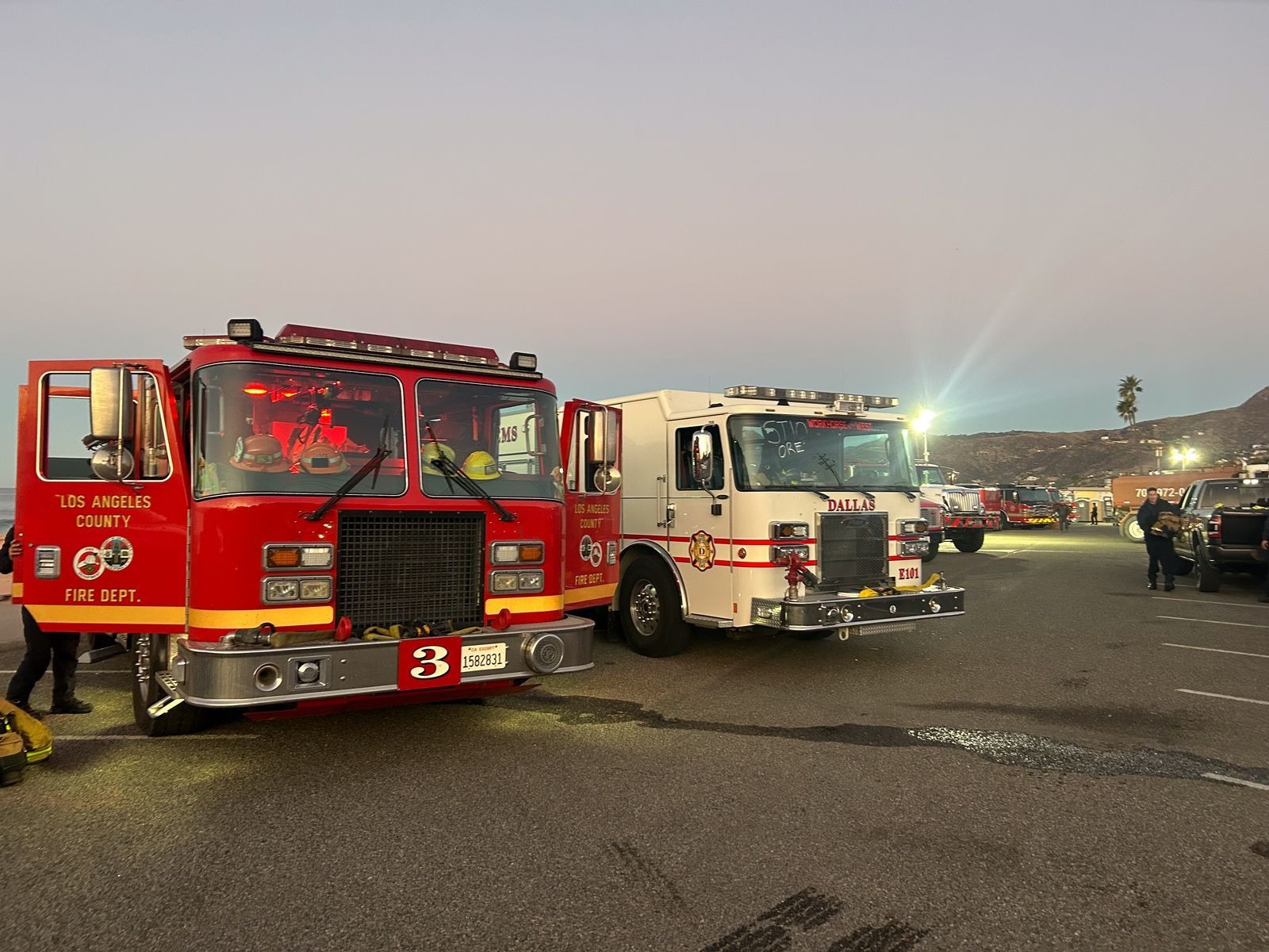 Firefighters from Los Angeles team up with a strike team from Dallas