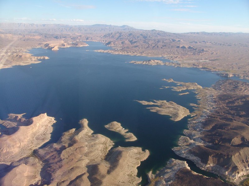 Lake Mead, shown here for comparison. The aquifer beneath the Oregon Cascades is estimated to hold three times as much water as Lake Mead. Lake Mead provides water to three states.