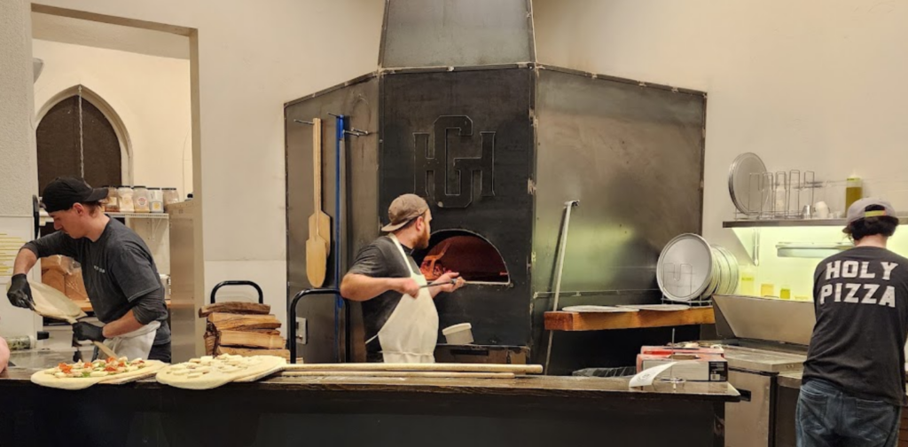 Grace and Hammer, Central Oregon, Redmond, Pizzaria, Wood-Fired Pizza, Best Restaurants, Where to Eat, Casual Vibes, Historic Church, Holy Pizza, Good Eats, Outdoor Seating, Bend Oregon