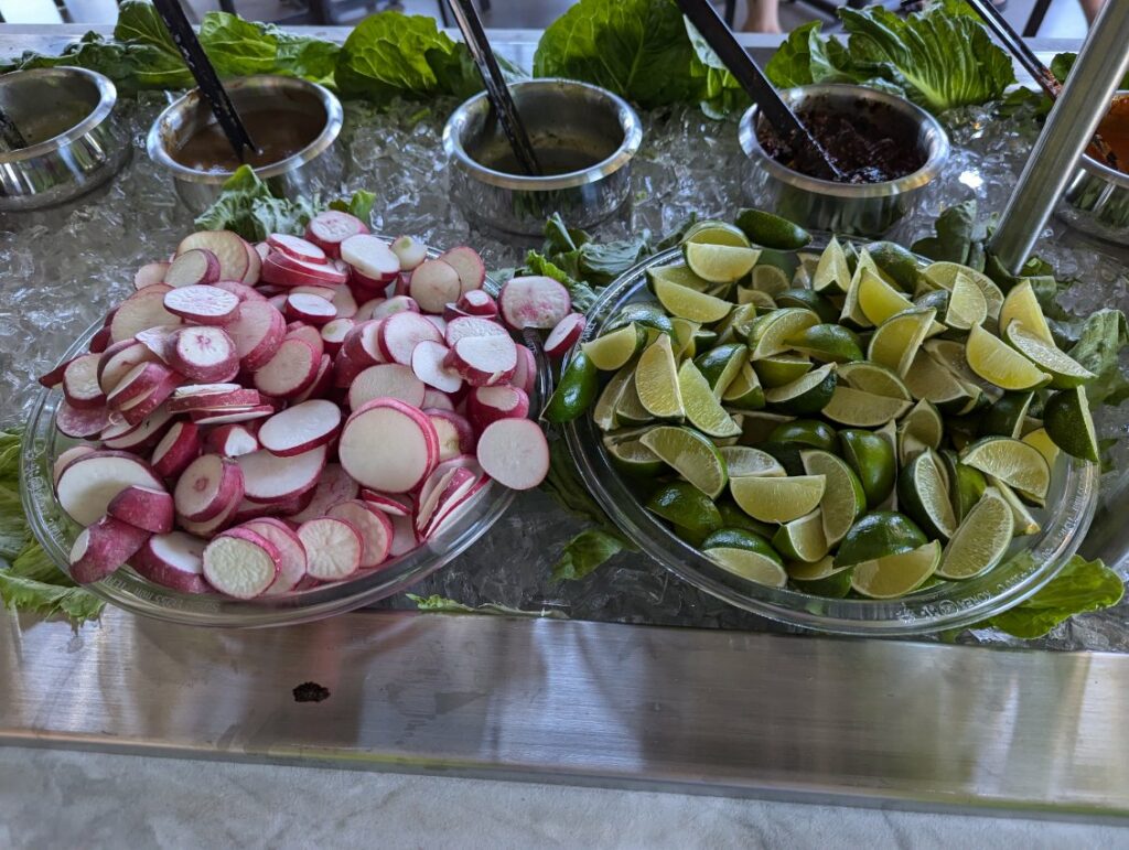 The salsa bar at Axel's Taco Shop in bend.