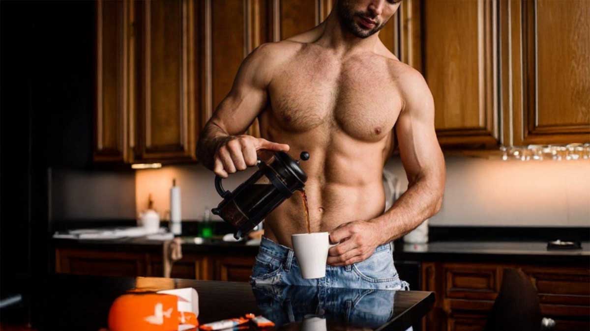 man with french press