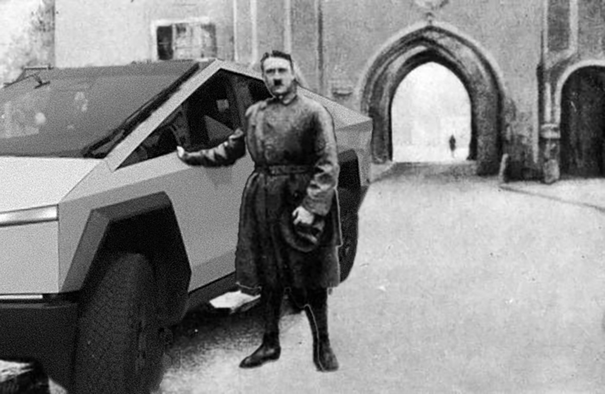 hitler with cybertruck