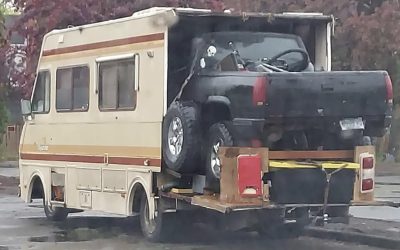 Locals Shocked as Portland RV Appears to Give Birth to Full-Sized Truck in Public