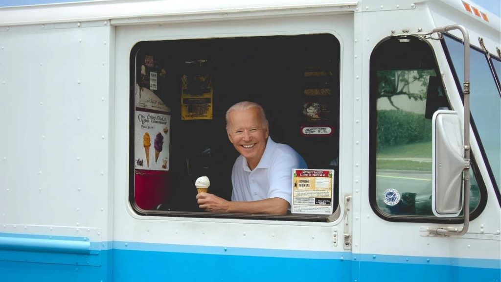 joe biden serving ice cream in Portland, Oregon