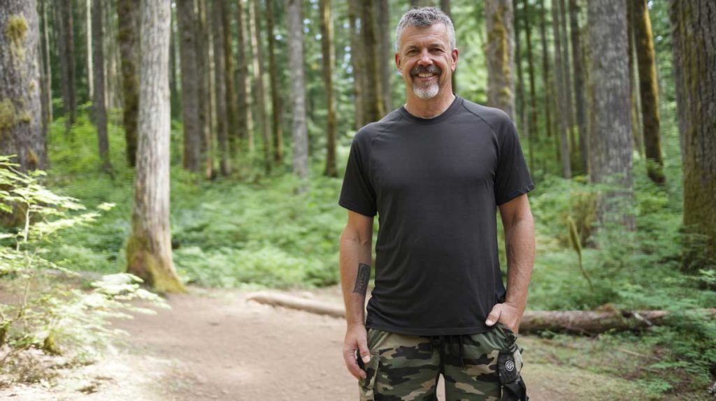 dad wearing camo shorts