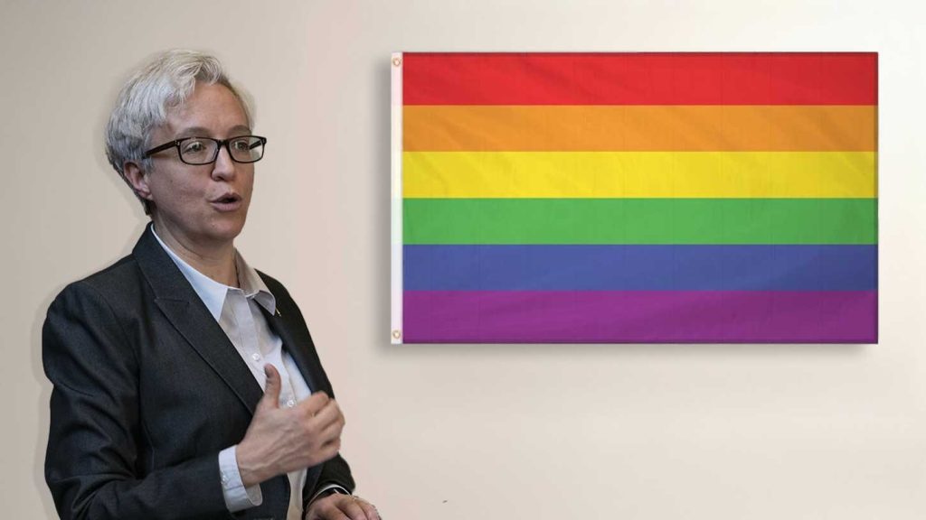 Tina Kotek with rainbow flag