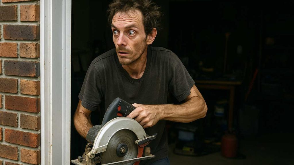 meth head stealing a power saw