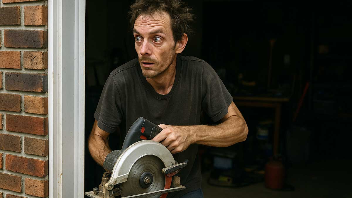meth head stealing a power saw