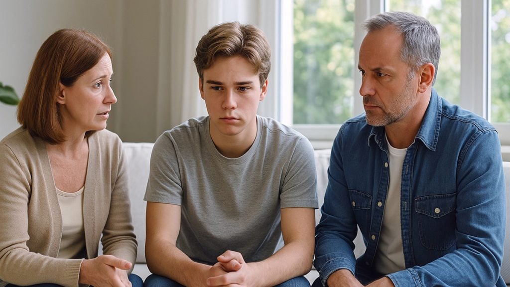 parents having a conversation with teenager