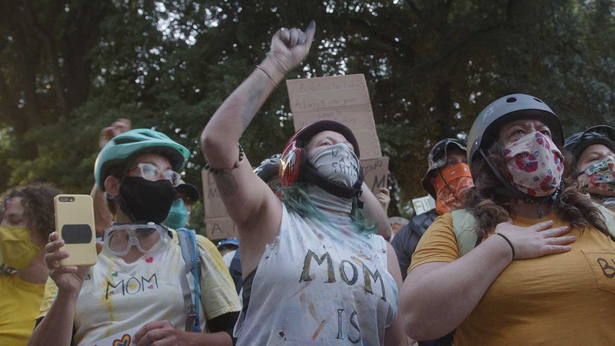 Protesters protesting something in Portland Oregon