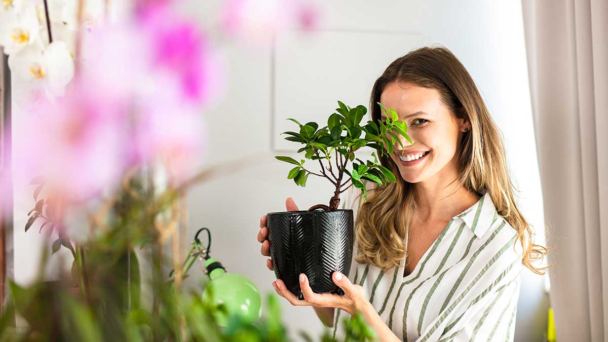 lady holding plant