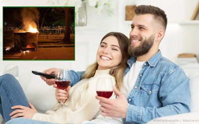 Couple Plans Romantic Friday Night Watching the World Burn with a Bottle of Pinot and a Cheese Platter