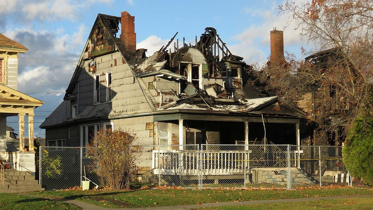 burned down house