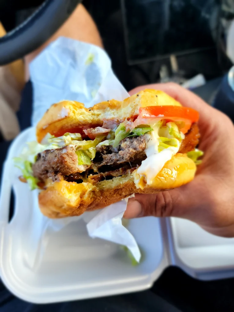 A delicious looking burger at Burger Bob's Drive-In in Baker City, Oregon.