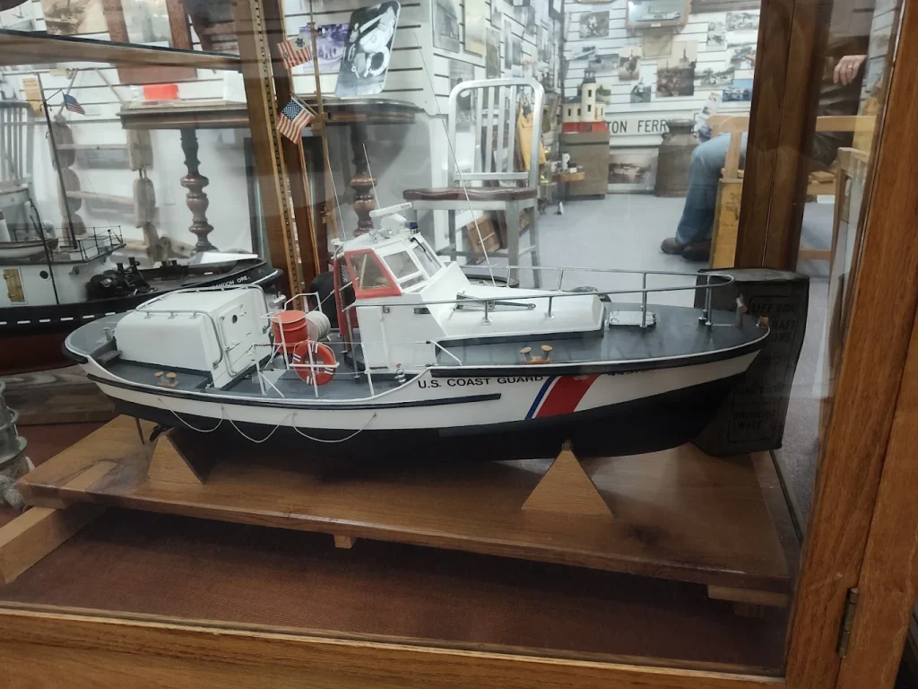 A model of a Coast Guard ship.