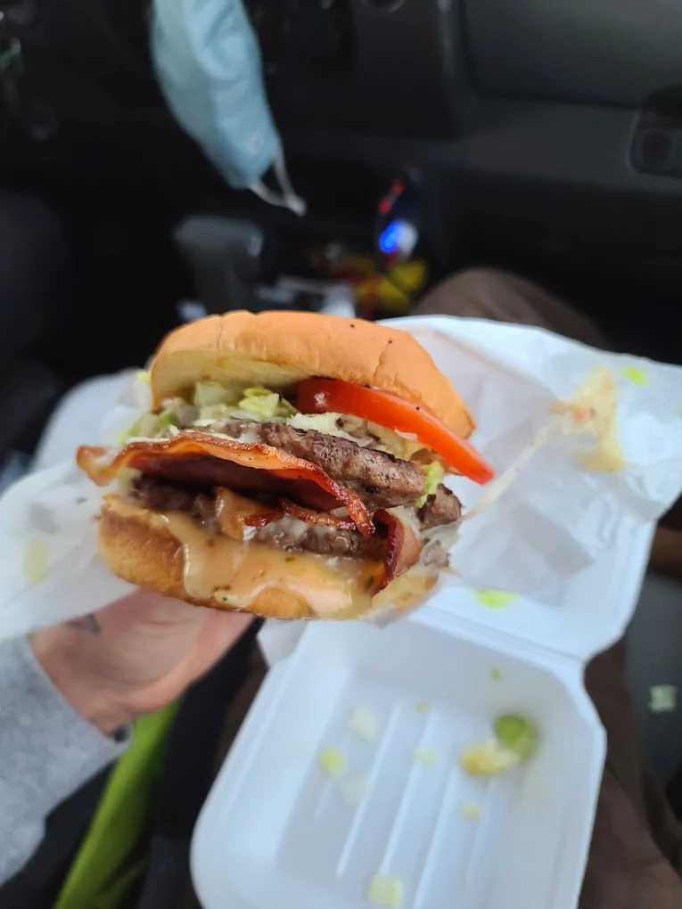 A delicious looking burger.