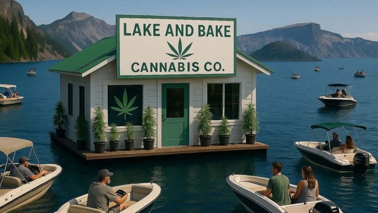New Floating Weed Shop Turns Crater Lake Into Oregon’s Most Relaxed Tourist Attraction