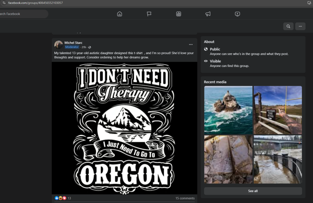 Facebook groups, Phishing Scams, Shill Accounts, Oregon History (State), I Love Oregon, cyber security, online safety, t-shirt selling scams, 2025, fake accounts, bot posting