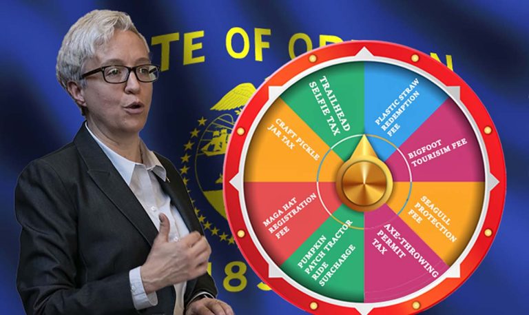 Kotek Unveils ‘Wheel of New State Taxes’ After Funds Vanish Into Oregon’s Black Hole