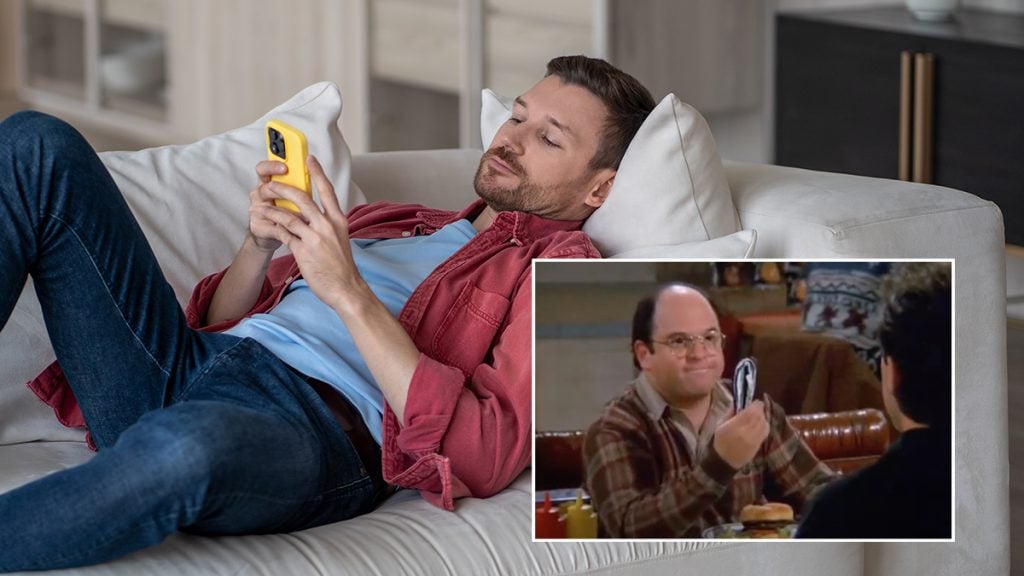 Man on his smartphone ignoring wife