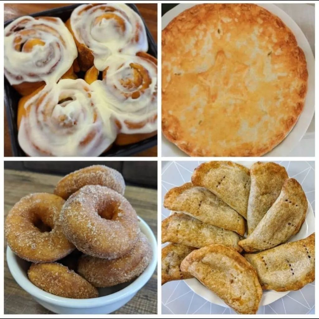 Warm cinnamon rolls and baked goods from Red Berry Barn bakery