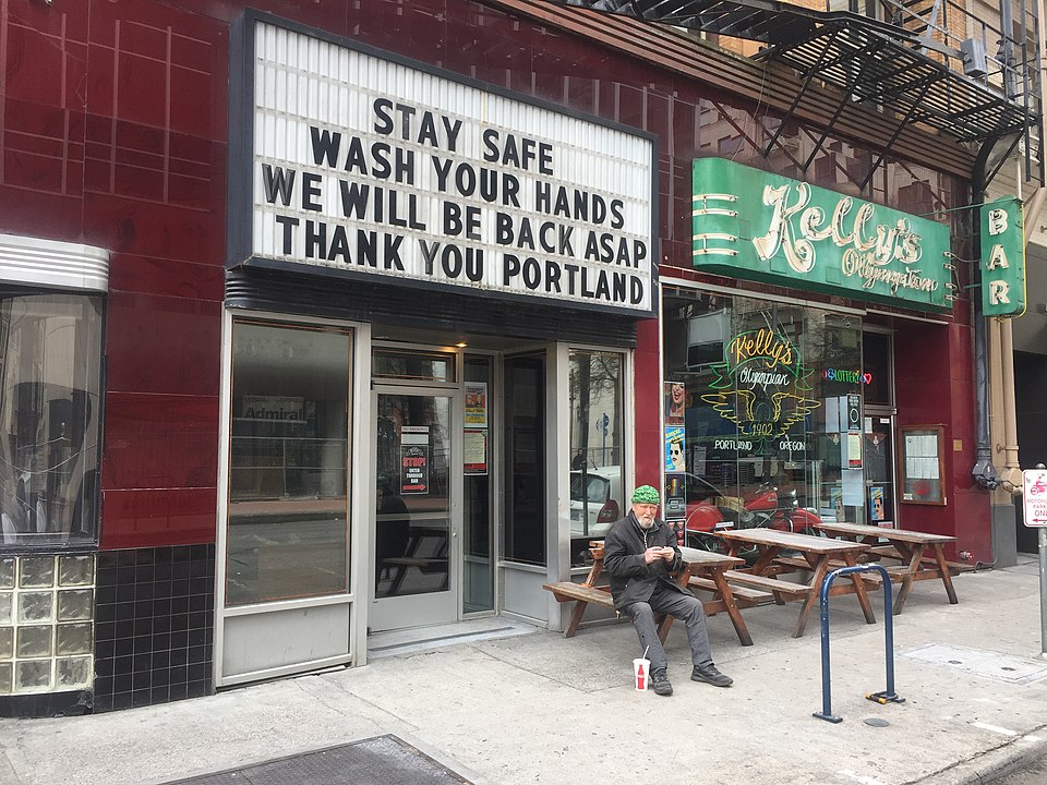 A Portland shop displays a notice of closure during the ongoing pandemic.