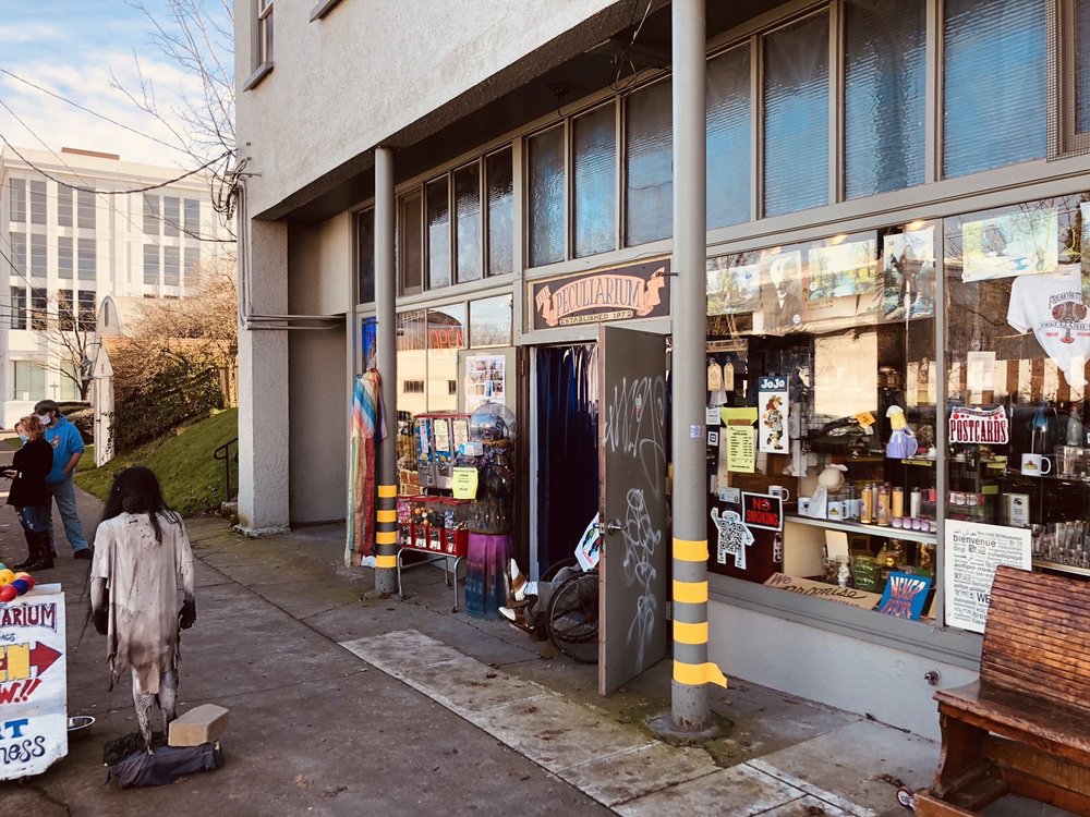 The outside of the Peculiarium building.