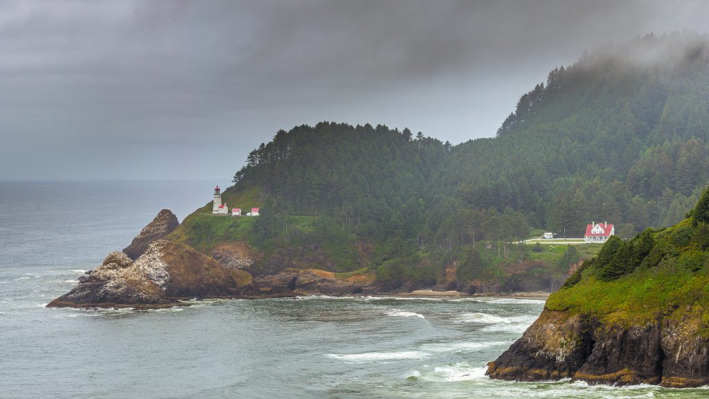 Heceta Head on a foggy day.