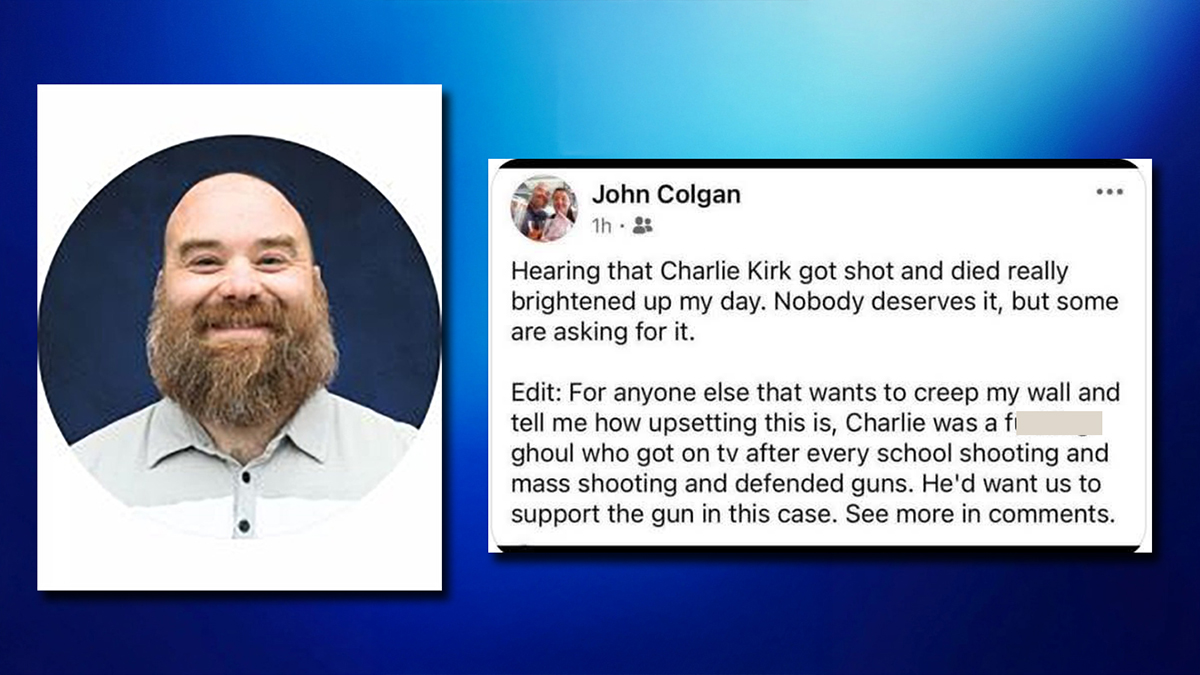 Cornelius City Councilor John Colgan, also a middle school teacher, faces backlash after a Facebook post celebrating the shooting death of conservative activist Charlie Kirk.