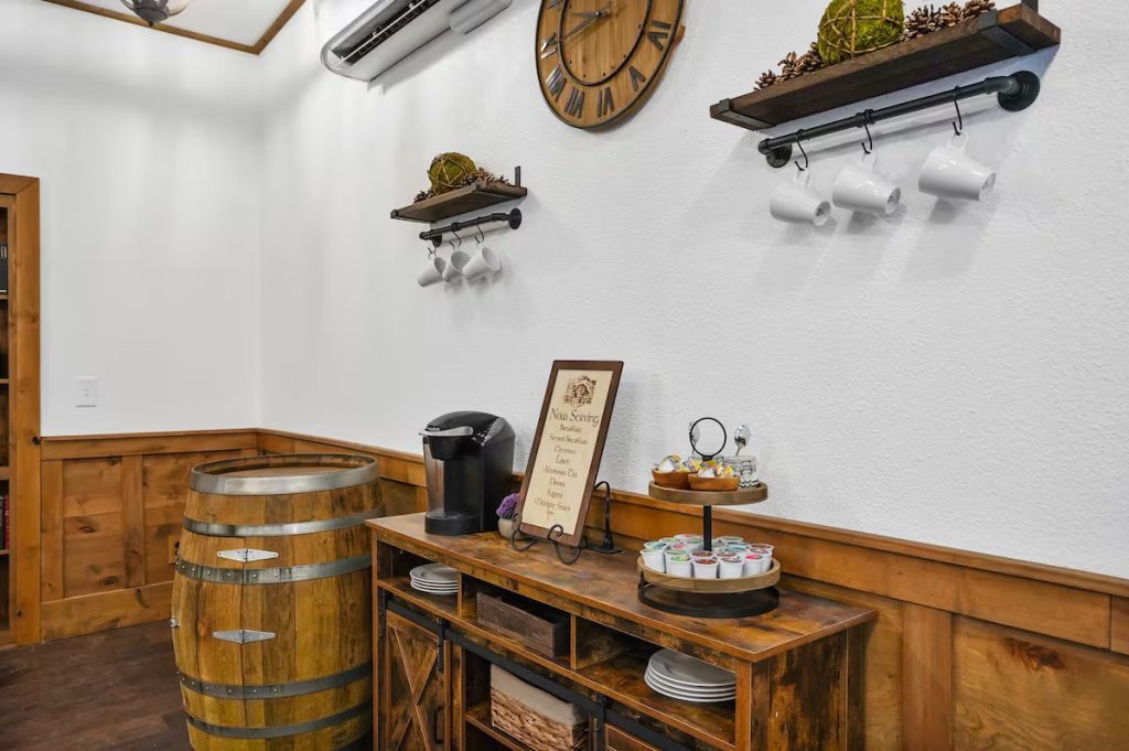 A coffee station.