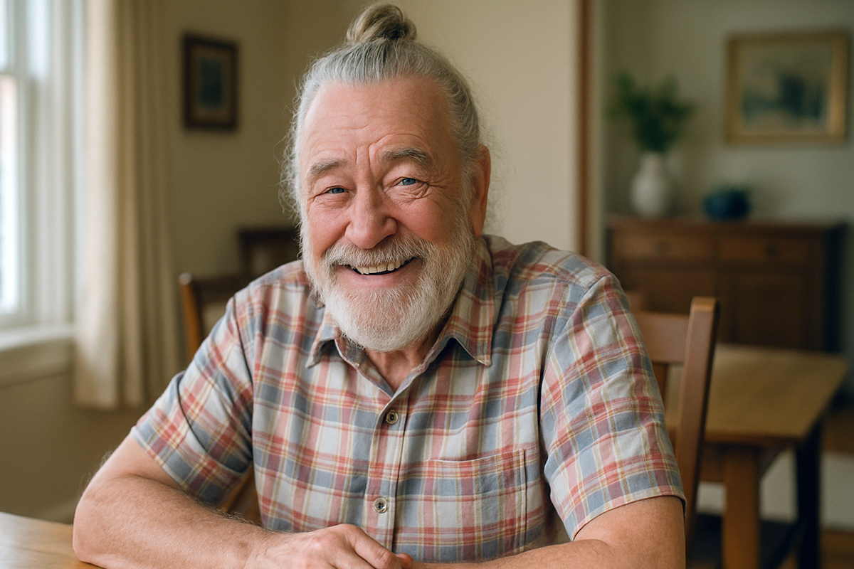 grandpa has a new man bun