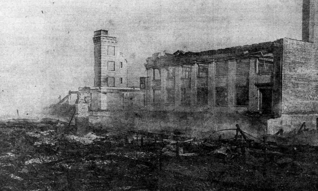 An image of the aftermath of a fire that occurred on December 8, 1922 in Astoria, Oregon.