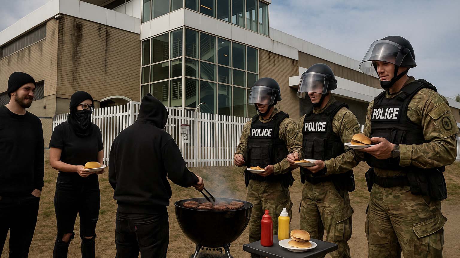 antifa bbq ICE building Portland