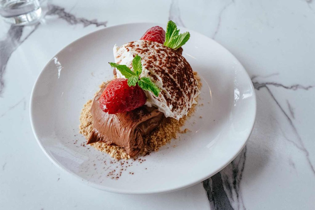 Gourmet dessert from Café Med Italian restaurant Oregon
